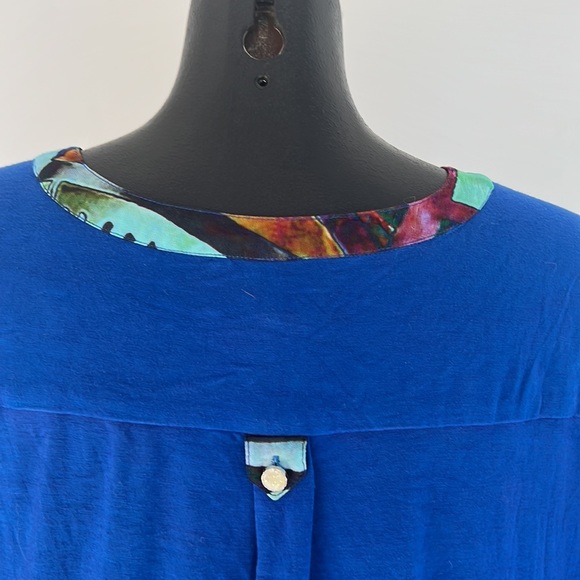 Indus colorful bright slightly sheer long sleeve Art Deco shirt tunic size M - Picture 7 of 10